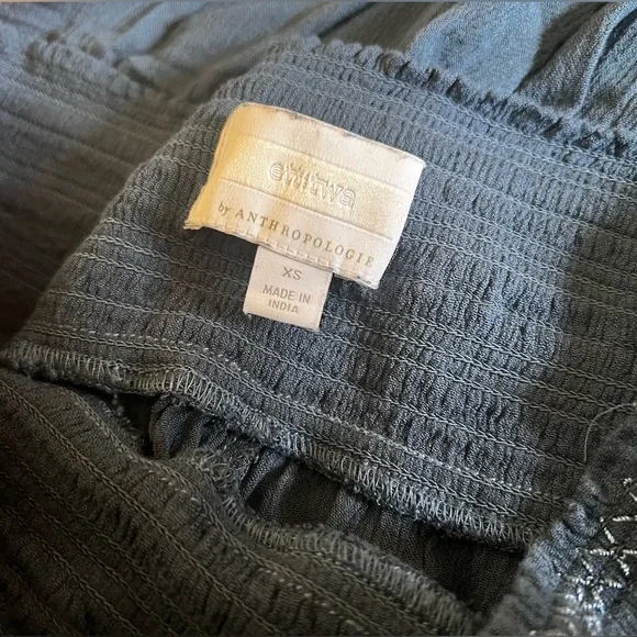 Anthropologie ett:twa slate blue embroidered waistband harem pantaloon pants - Picture 6 of 7